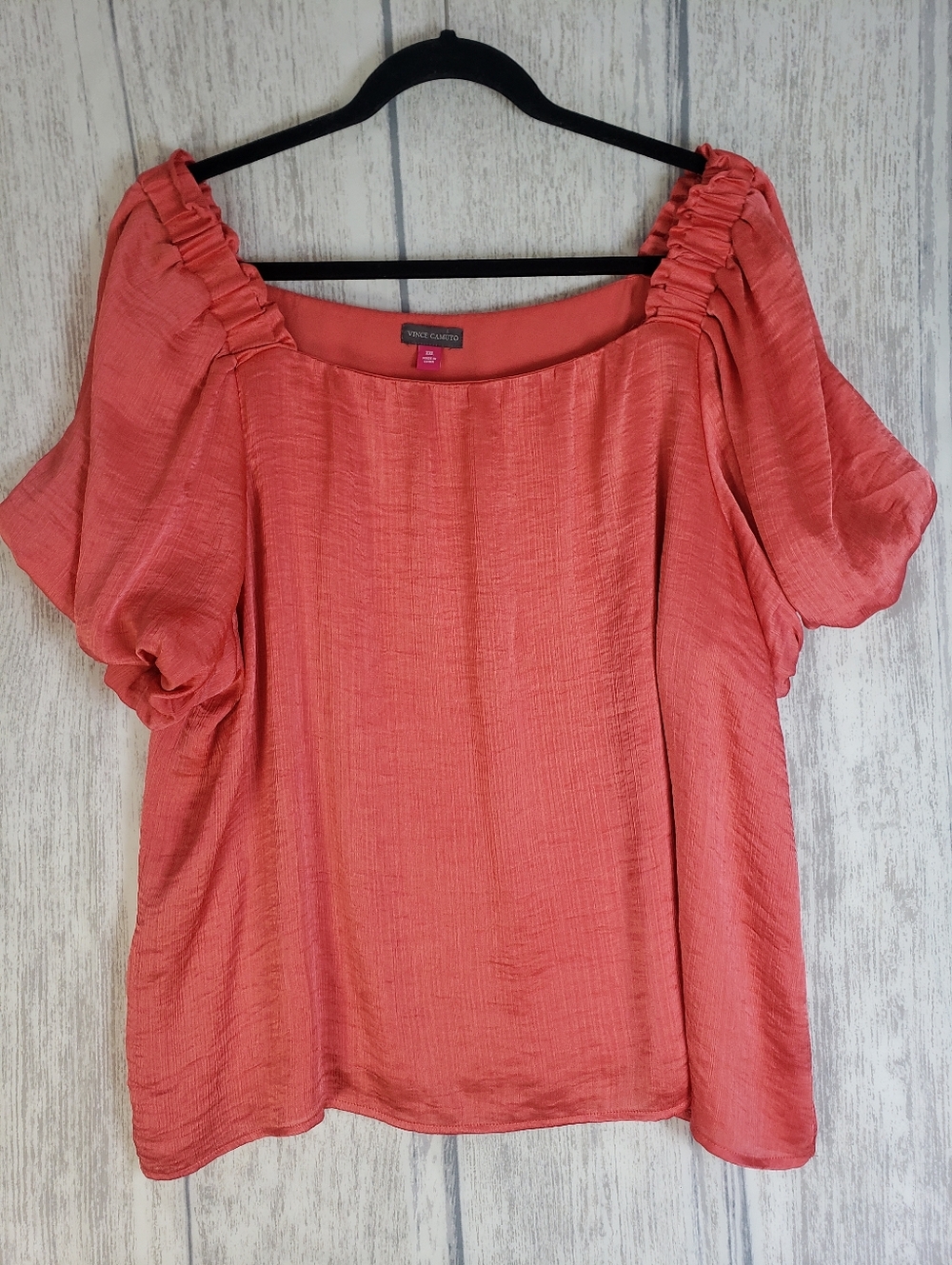Vince Camuto Coral Puff-Sleeve Women's Off The Shoulder Top Drapy Lined Sz 2X 1p